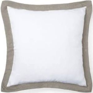 RALPH LAUREN FLORA LINEN EUROPEAN SHAM - WHITE GRAY